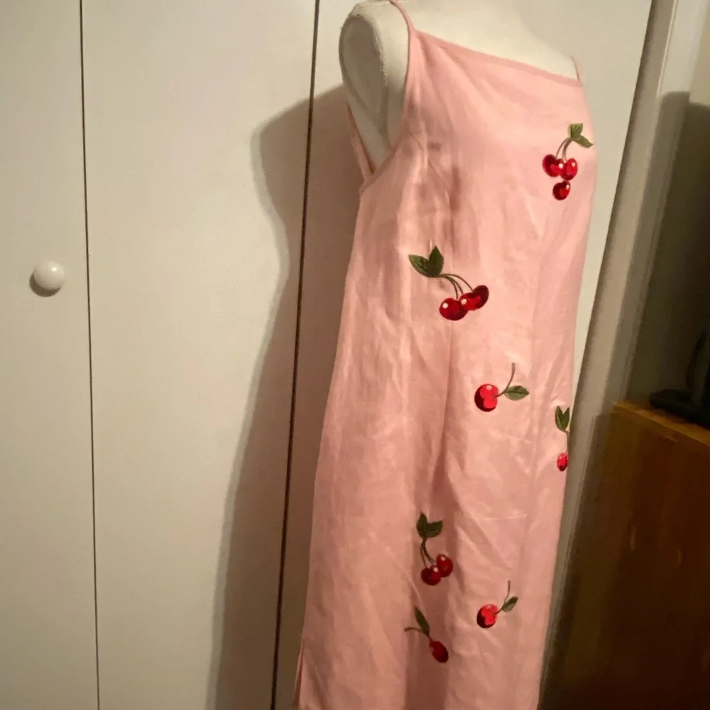 Jessica Howard VTG Spaghetti strap Dress. Pink with cherries, EUC, Sz 16 - Picture 15 of 16